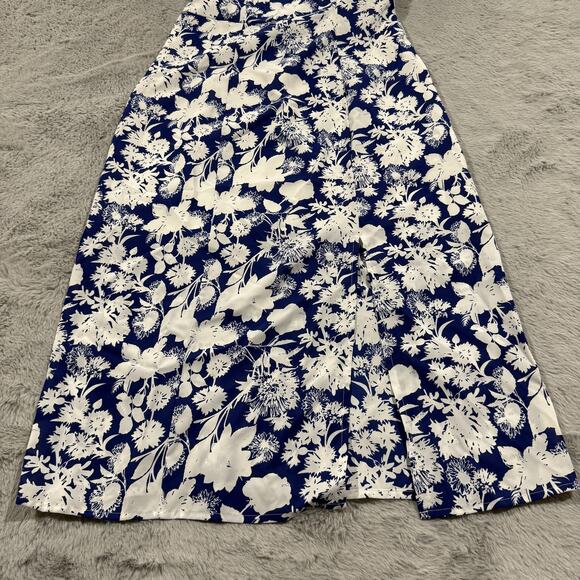 Sam Edelman Dress Womens Size 6 Blue White Floral Puff Sleeve Midi Sundress New - Picture 3 of 13